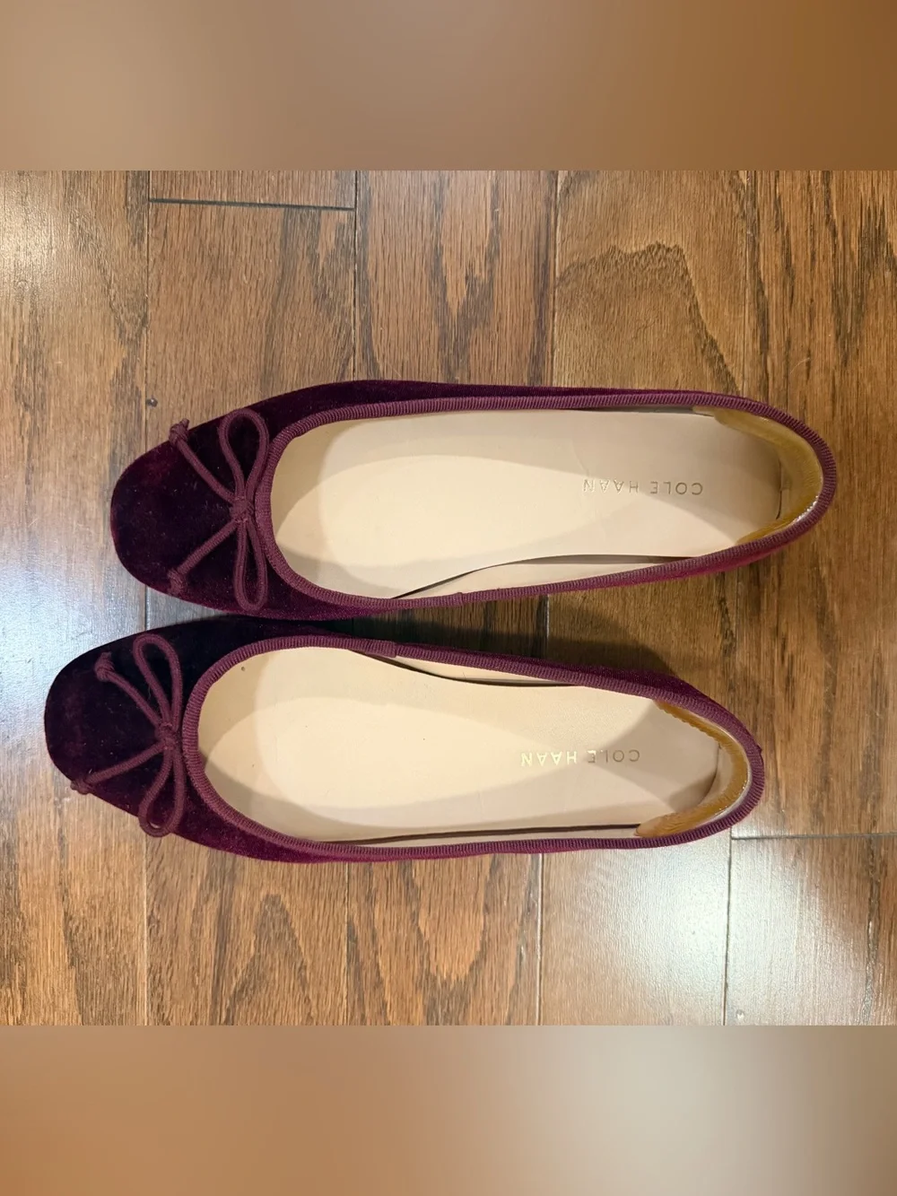 Sold out Cole Haan Women's Wine Velvet Ballet Flats with Bow